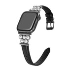 Correa Apple Watch, de piel vegana sintética, adornada con perlas, para mujer, modelo Amira