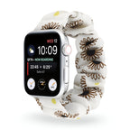 Correa Apple Watch estilo scrunchie, tela elástica con motivos florales, para mujer, modelo Nyssara