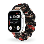 Correa Apple Watch estilo scrunchie, tela elástica con motivos florales, para mujer, modelo Nyssara