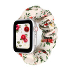 Correa Apple Watch estilo scrunchie, tela elástica con motivos florales, para mujer, modelo Nyssara