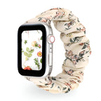 Correa Apple Watch estilo scrunchie, tela elástica con motivos florales, para mujer, modelo Nyssara