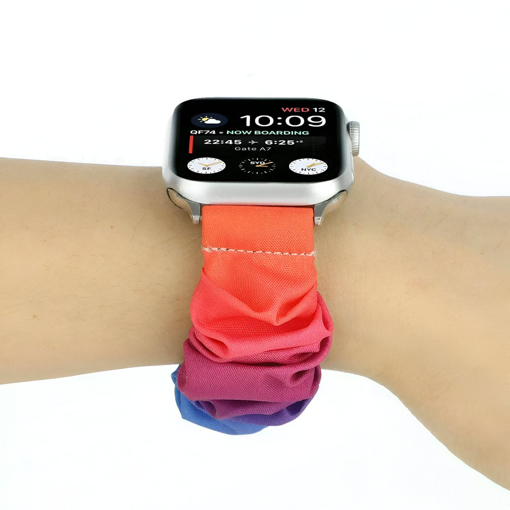 Correa Apple Watch tipo scrunchie, tela elástica con motivos, para mujer, modelo Jynara