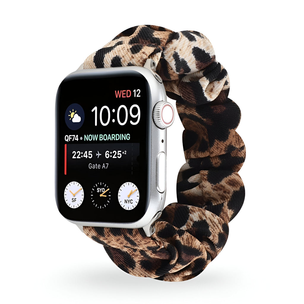 Correa Apple Watch tipo scrunchie, tela elástica con motivos, para mujer, modelo Jynara