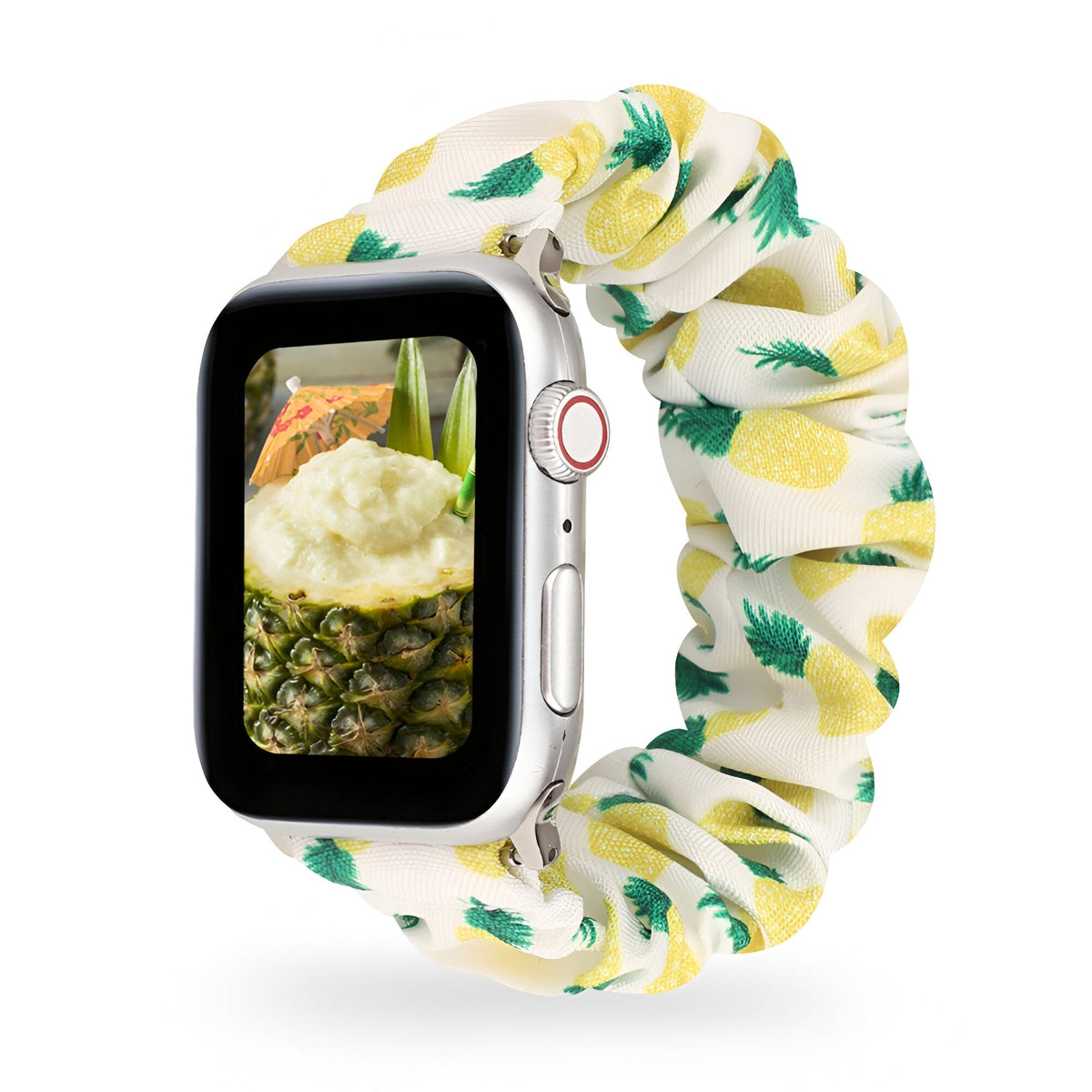 Correa Apple Watch tipo scrunchie, tela elástica con motivos, para mujer, modelo Jynara