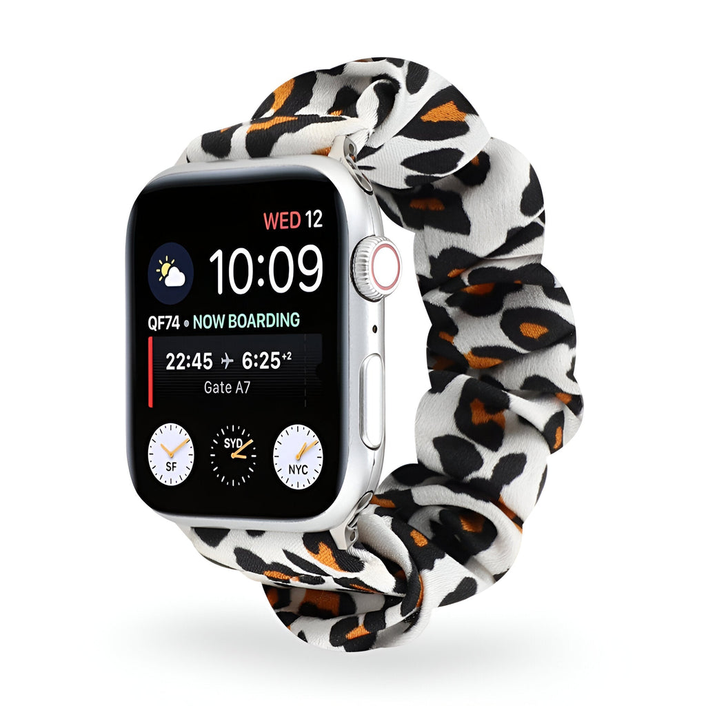 Correa Apple Watch tipo scrunchie, tela elástica con motivos, para mujer, modelo Jynara