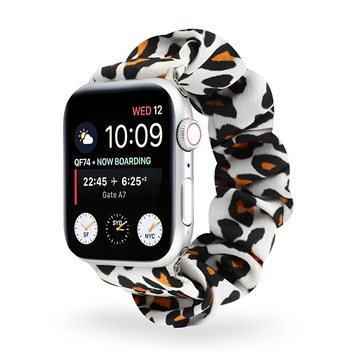 Correa Apple Watch tipo scrunchie, tela elástica con motivos, para mujer, modelo Jynara