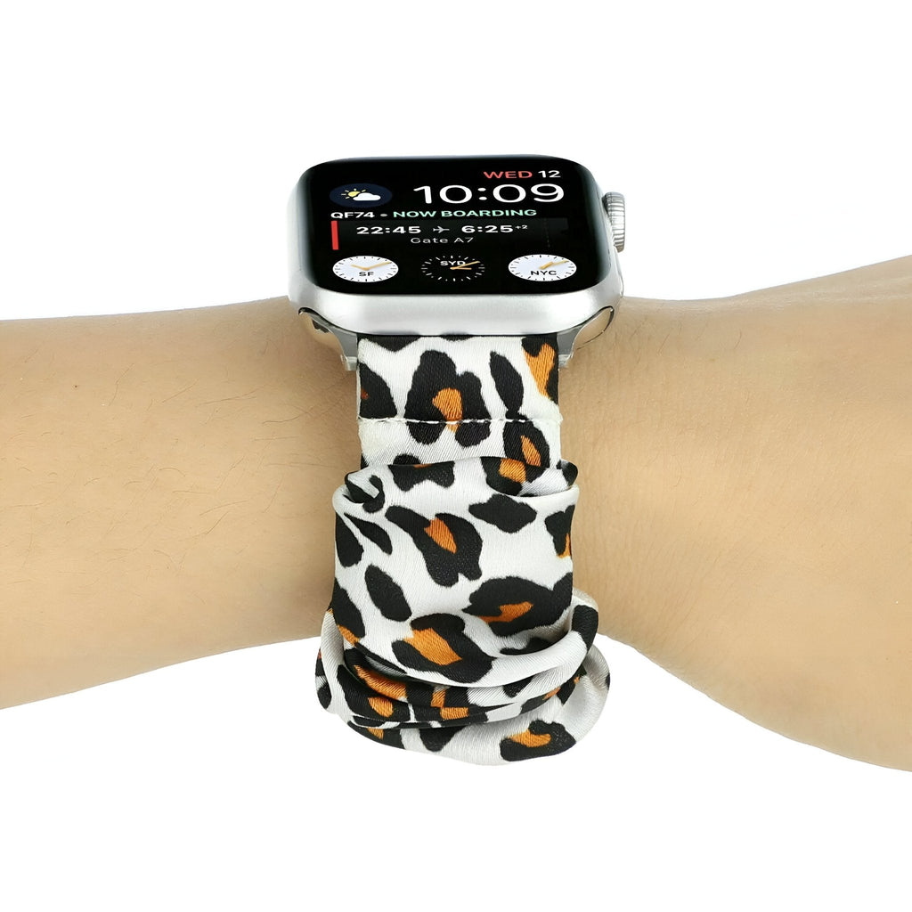 Correa Apple Watch tipo scrunchie, tela elástica con motivos, para mujer, modelo Jynara