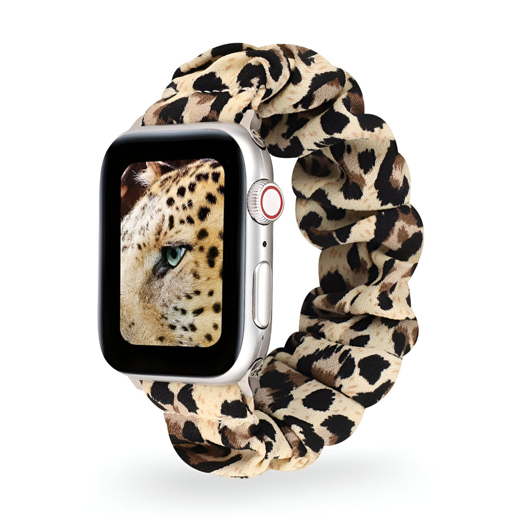 Correa Apple Watch tipo scrunchie, tela elástica con motivos, para mujer, modelo Jynara