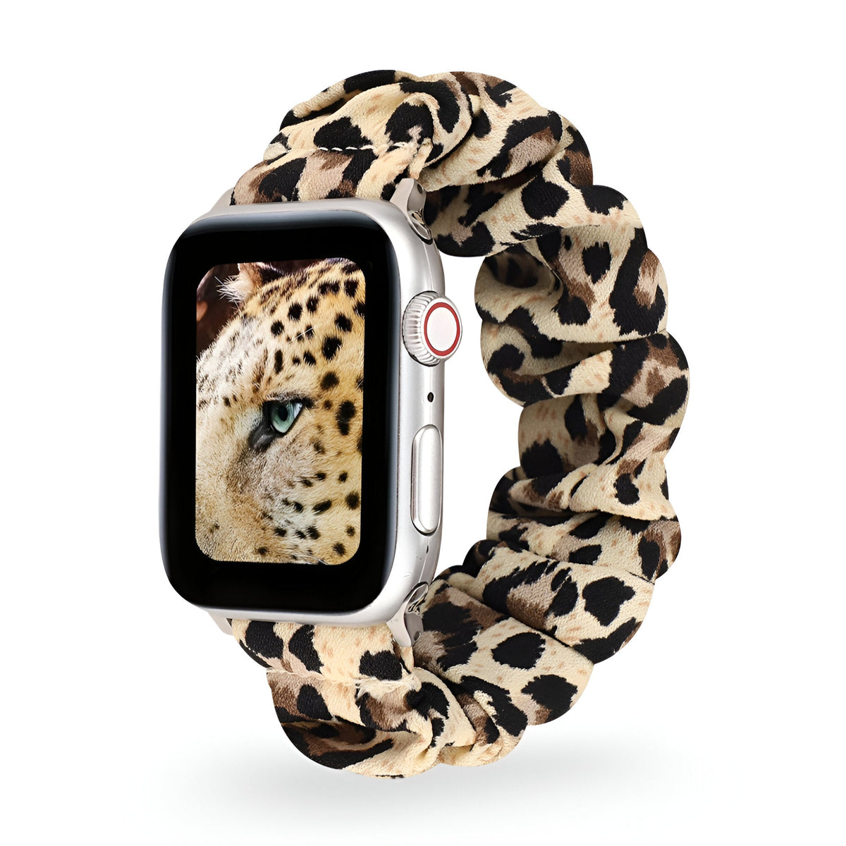 Correa Apple Watch tipo scrunchie, tela elástica con motivos, para mujer, modelo Jynara