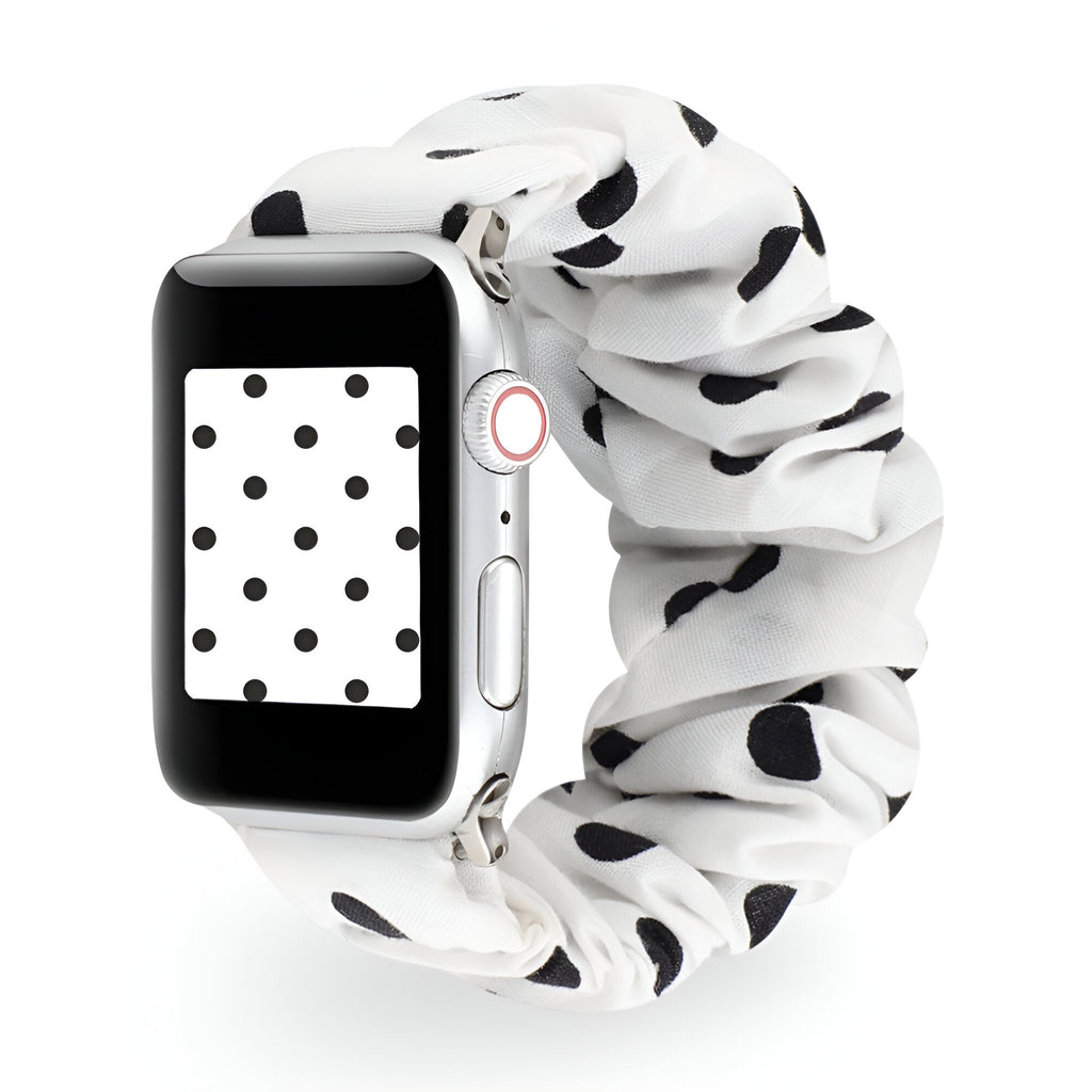 Correa Apple Watch tipo scrunchie, tela elástica con motivos, para mujer, modelo Jynara