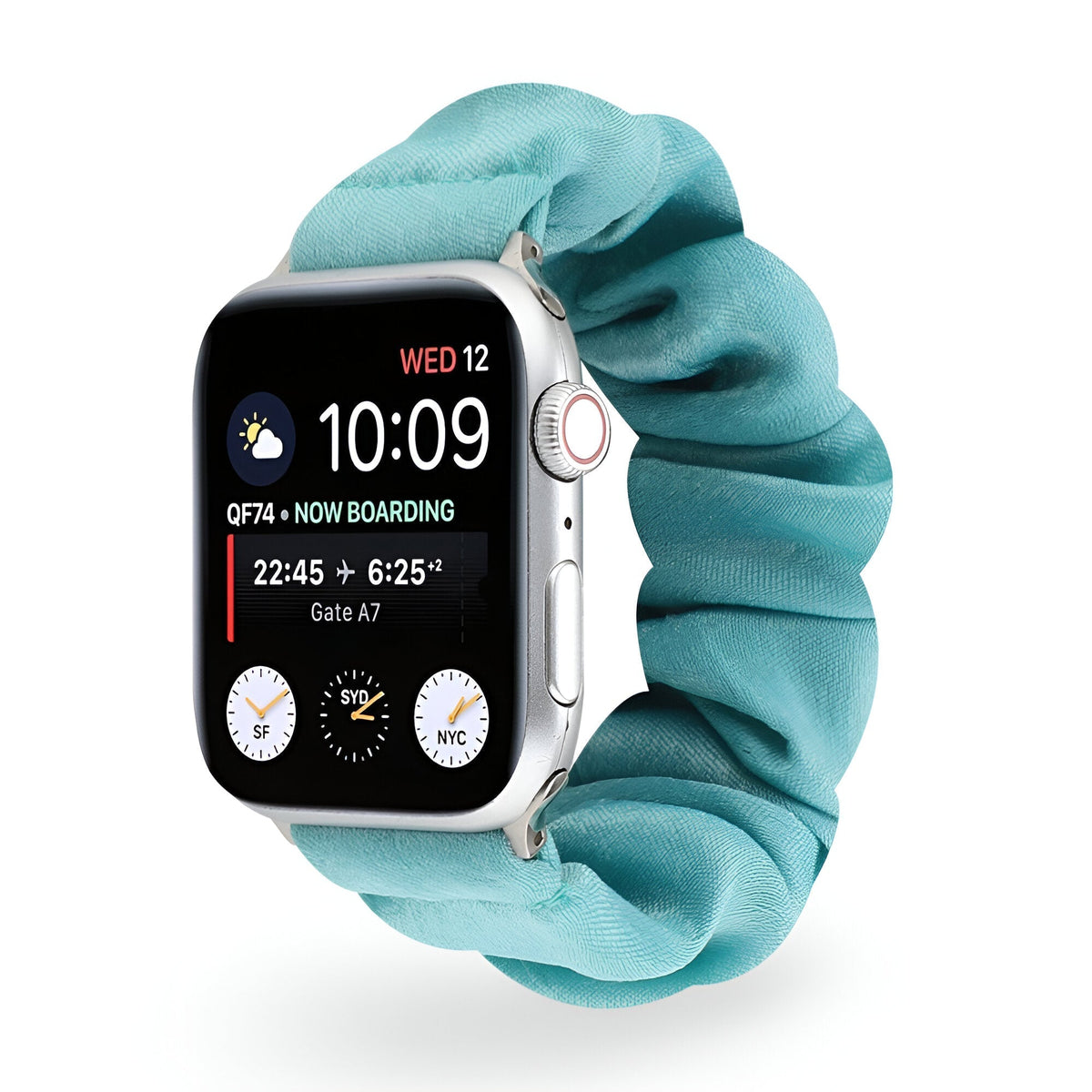 Correa Apple Watch estilo scrunchie de tela elástica, motivos variados, para mujer, modelo Nyssara