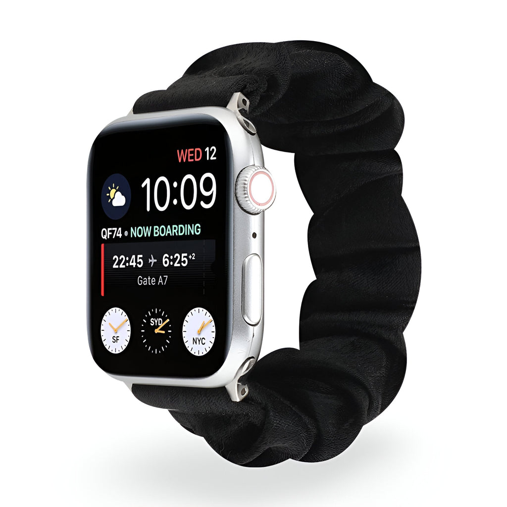 Correa Apple Watch estilo scrunchie de tela elástica, motivos variados, para mujer, modelo Nyssara