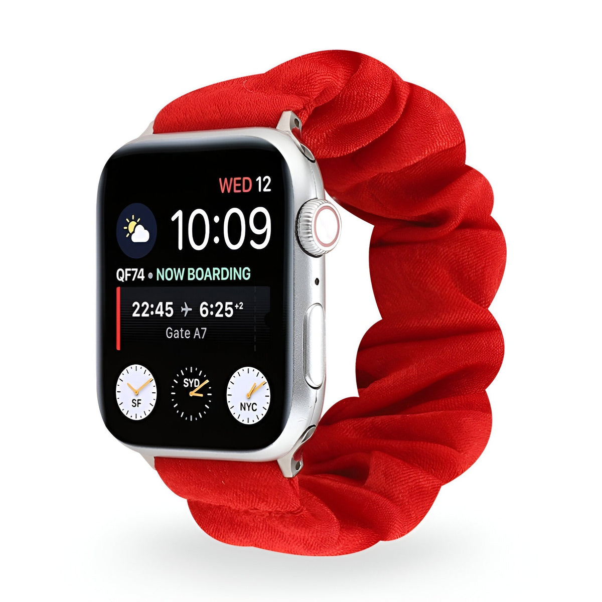 Correa Apple Watch estilo scrunchie de tela elástica, motivos variados, para mujer, modelo Nyssara