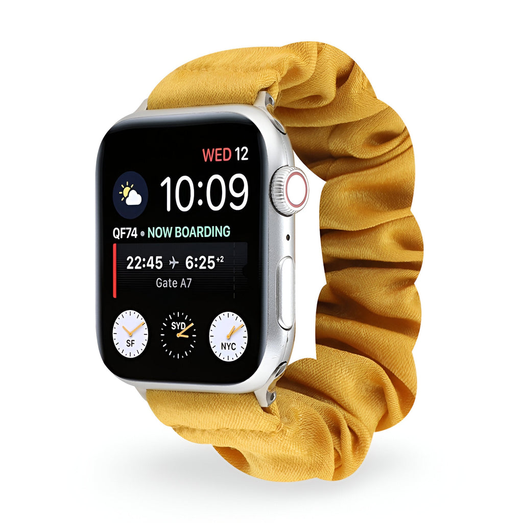 Correa Apple Watch estilo scrunchie de tela elástica, motivos variados, para mujer, modelo Nyssara
