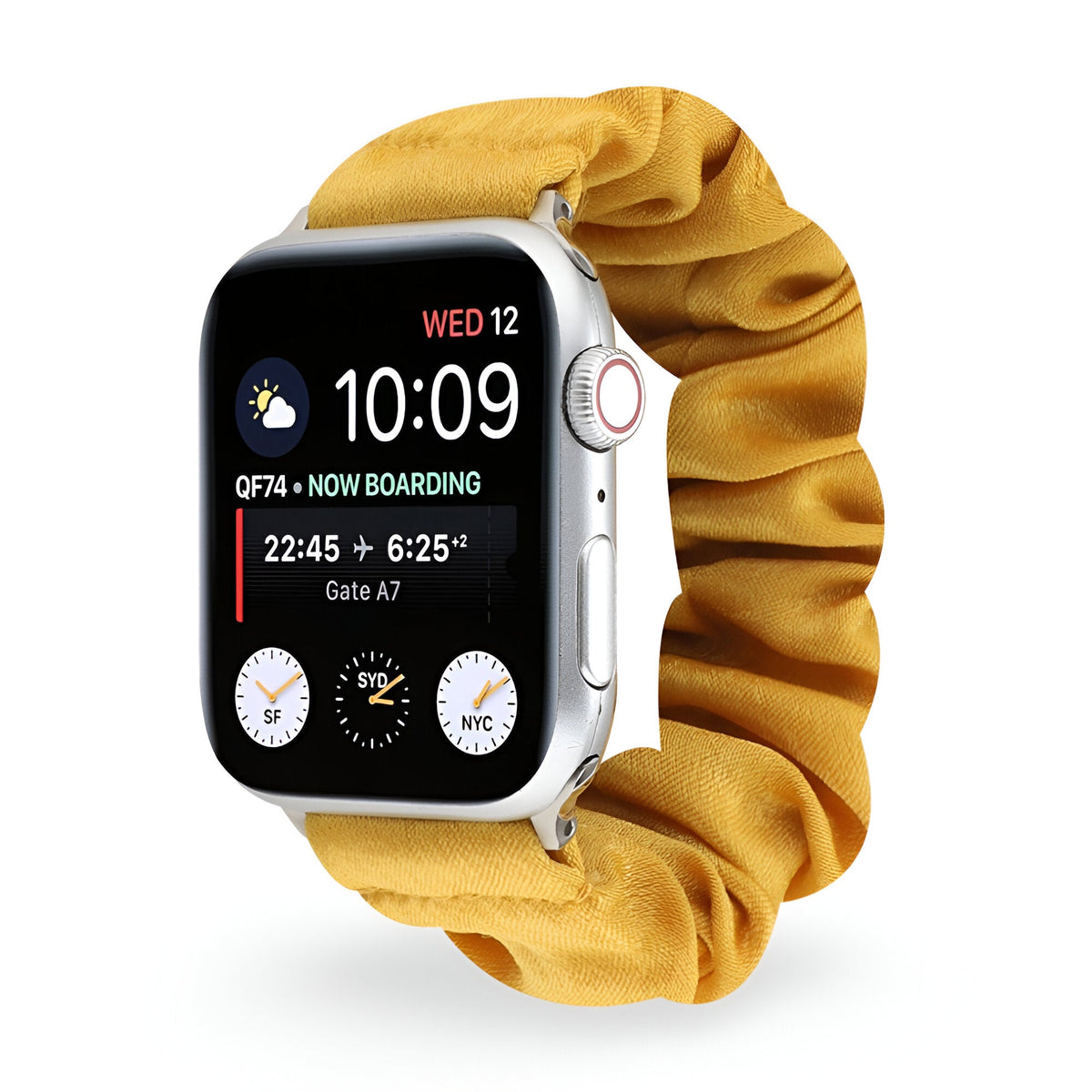 Correa Apple Watch estilo scrunchie de tela elástica, motivos variados, para mujer, modelo Nyssara