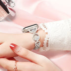 Correa Apple Watch, eslabones circulares con purpurina y circonitas, para mujer, modelo Pilar