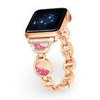 Correa Apple Watch, eslabones circulares con purpurina y circonitas, para mujer, modelo Pilar