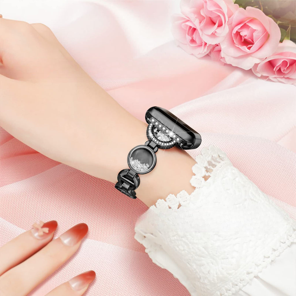 Correa Apple Watch, eslabones circulares con purpurina y circonitas, para mujer, modelo Pilar