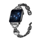 Correa Apple Watch, eslabones circulares con purpurina y circonitas, para mujer, modelo Pilar