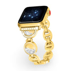 Correa Apple Watch, eslabones circulares con purpurina y circonitas, para mujer, modelo Pilar