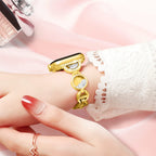 Correa Apple Watch, eslabones circulares con purpurina y circonitas, para mujer, modelo Pilar