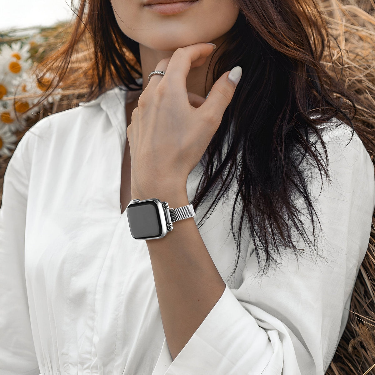 Correa Apple Watch, malla milanesa, para mujer, modelo Walida