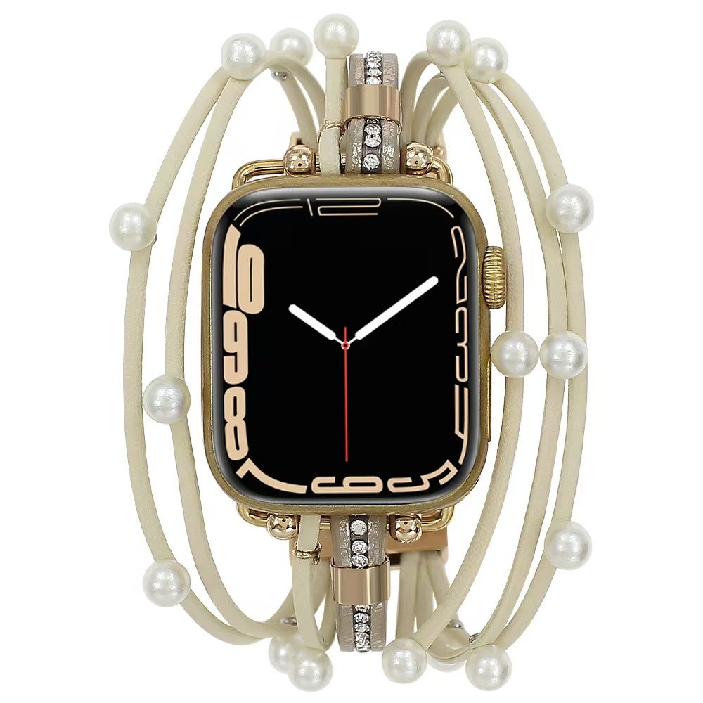Correa Apple Watch, multicapa, con perlas, para mujer, modelo Sérine
