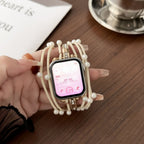Correa Apple Watch, multicapa, con perlas, para mujer, modelo Sérine