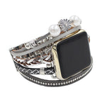 Correa Apple Watch, multicapa, colgante de flor, para mujer, modelo Liberta