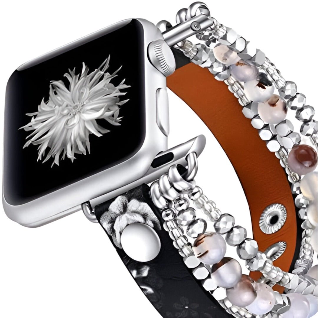Correa Apple Watch, multi-hilos de perlas, para mujer, modelo Malia