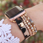 Correa Apple Watch, multi-hilos de perlas, para mujer, modelo Malia