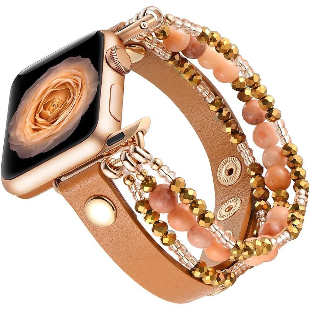 Correa Apple Watch, multi-hilos de perlas, para mujer, modelo Malia