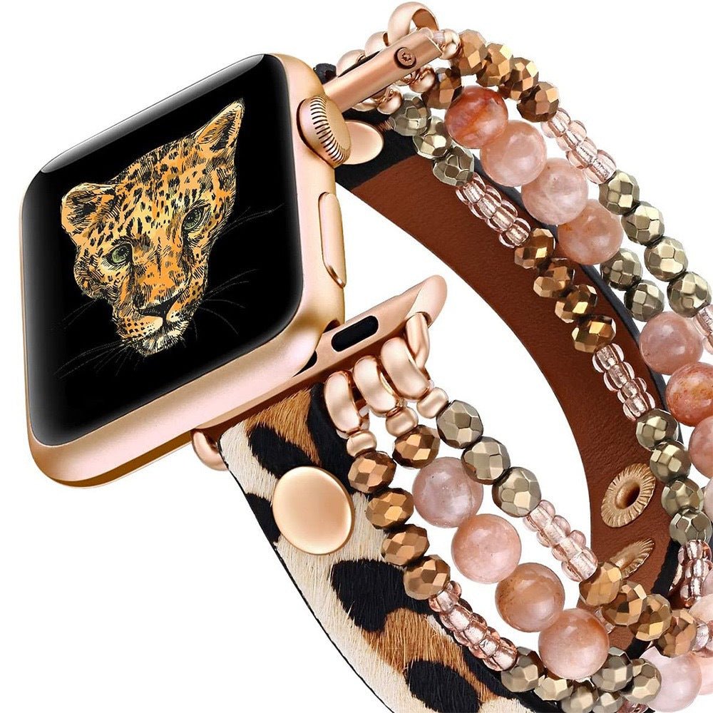Correa Apple Watch, multi-hilos de perlas, para mujer, modelo Malia