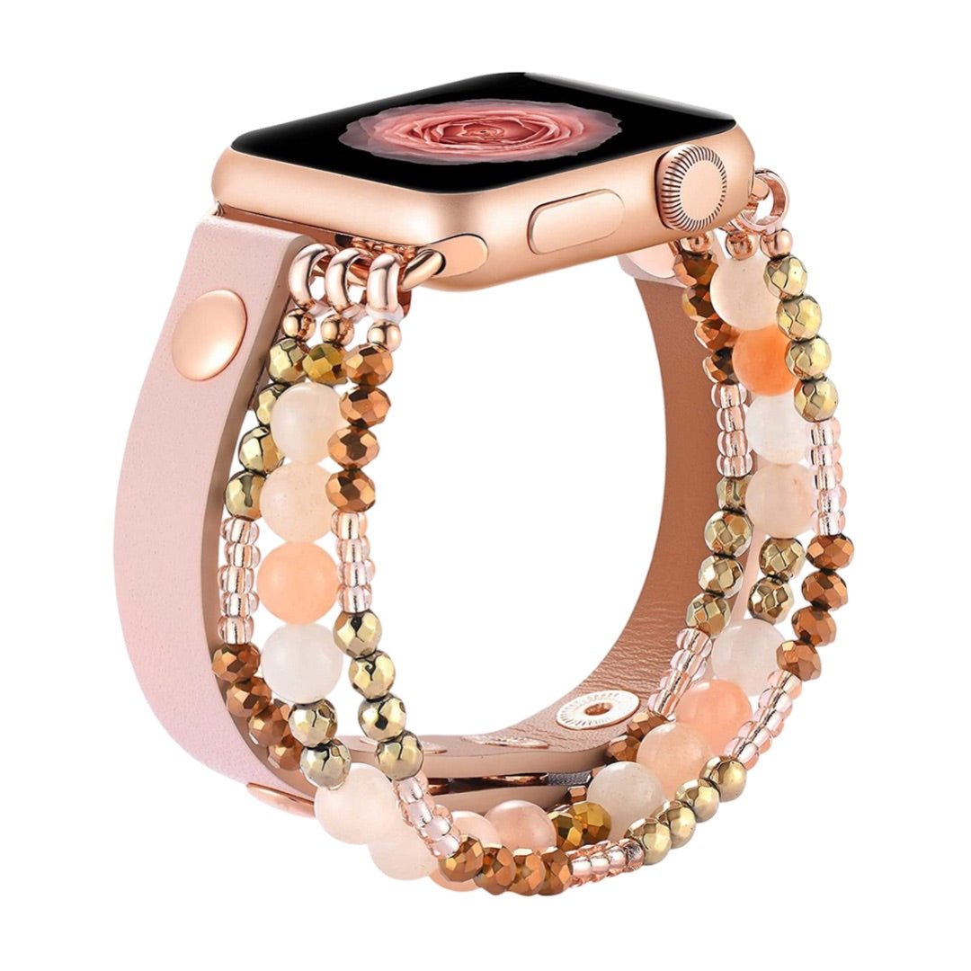 Correa Apple Watch, multi-hilos de perlas, para mujer, modelo Malia