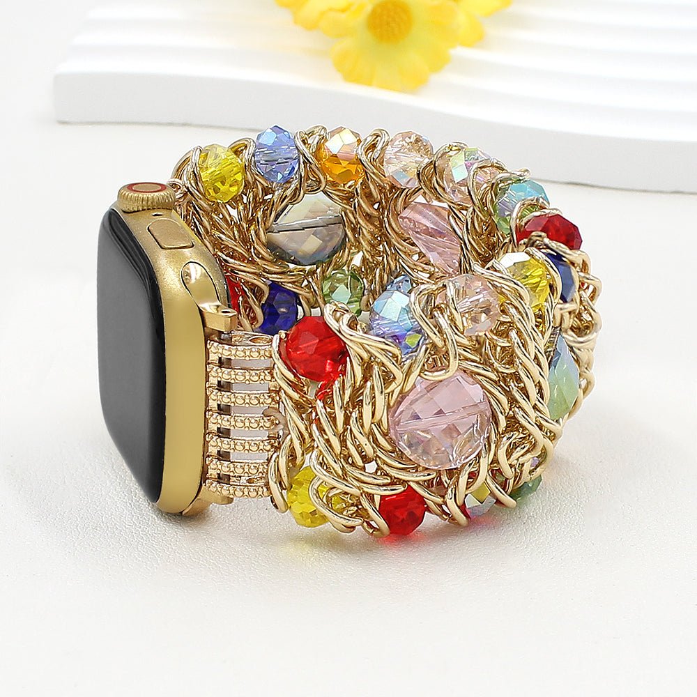 Correa Apple Watch, piedras naturales centelleantes combinadas, para mujer, modelo Athéna