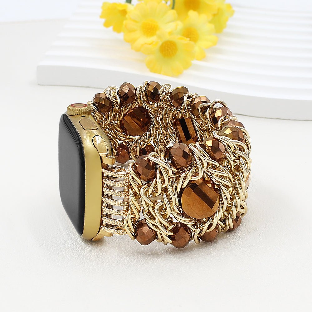 Correa Apple Watch, piedras naturales centelleantes combinadas, para mujer, modelo Athéna