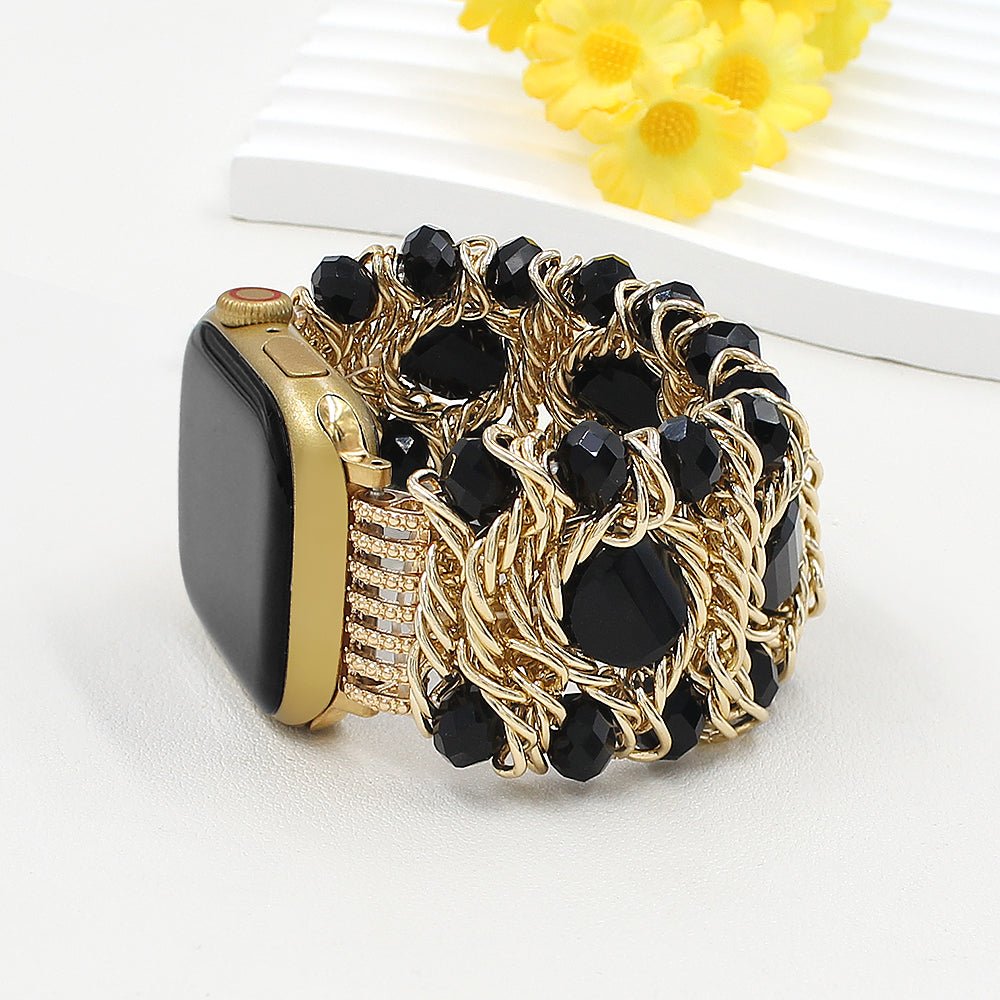 Correa Apple Watch, piedras naturales centelleantes combinadas, para mujer, modelo Athéna