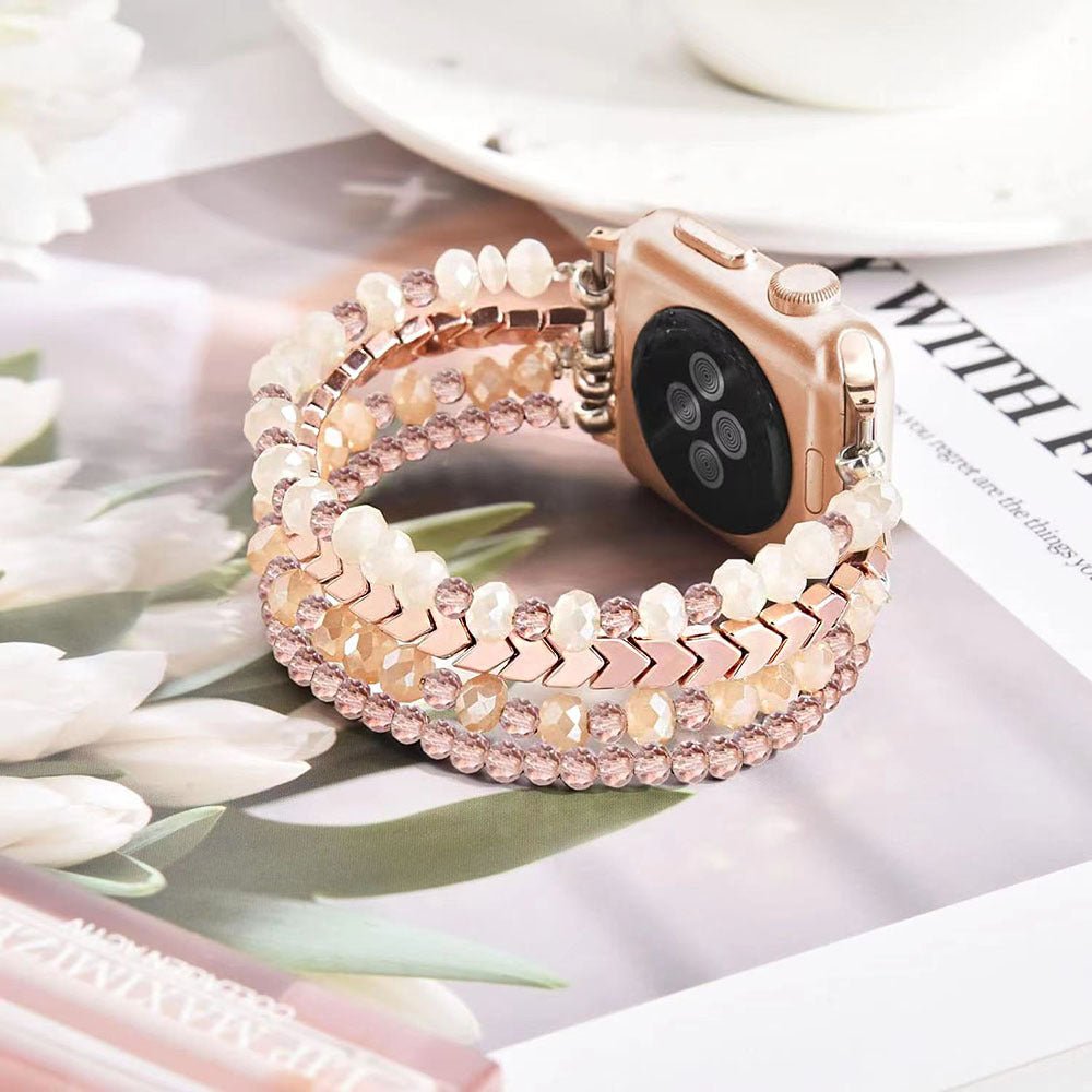 Correa para reloj inteligente, de cristal brillante, para Apple Watch, modelo Karmelle