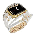 Correa multicapa para reloj inteligente Apple Watch, dorada y con perla de agua dulce, para mujer, modelo Arix