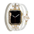 Correa multicapa para reloj inteligente Apple Watch, dorada y con perla de agua dulce, para mujer, modelo Arix