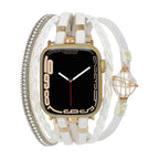 Correa multicapa para reloj inteligente Apple Watch, dorada y con perla de agua dulce, para mujer, modelo Arix