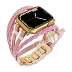 Correa multicapa para reloj inteligente Apple Watch, dorada y con perla de agua dulce, para mujer, modelo Arix