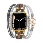 Correa multicapa para reloj inteligente Apple Watch, dorada y con perla de agua dulce, para mujer, modelo Arix