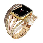 Correa multicapa para reloj inteligente Apple Watch, dorada y con perla de agua dulce, para mujer, modelo Arix