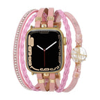 Correa multicapa para reloj inteligente Apple Watch, dorada y con perla de agua dulce, para mujer, modelo Arix