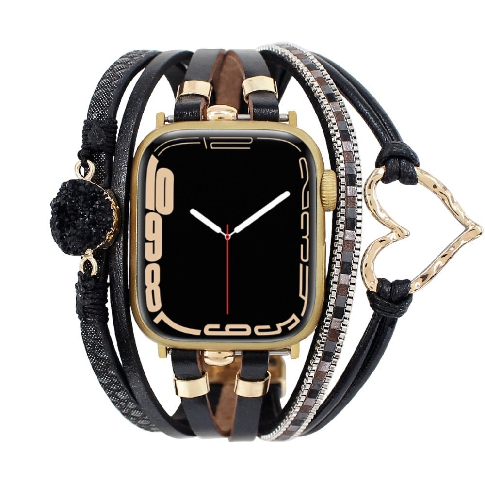 Correa de reloj inteligente multicapa, Apple Watch, adornada con un corazón y una piedra, para mujer, modelo Lazara