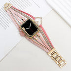 Correa de reloj inteligente multicapa, Apple Watch, adornada con un corazón y una piedra, para mujer, modelo Lazara