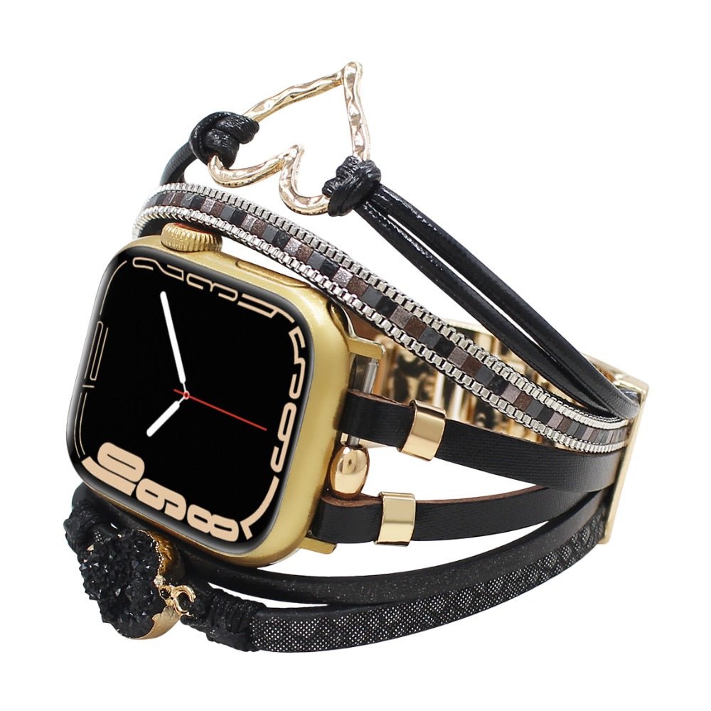 Correa de reloj inteligente multicapa, Apple Watch, adornada con un corazón y una piedra, para mujer, modelo Lazara