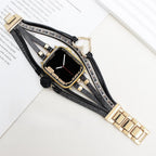 Correa de reloj inteligente multicapa, Apple Watch, adornada con un corazón y una piedra, para mujer, modelo Lazara
