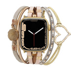 Correa de reloj inteligente multicapa, Apple Watch, adornada con un corazón y una piedra, para mujer, modelo Lazara